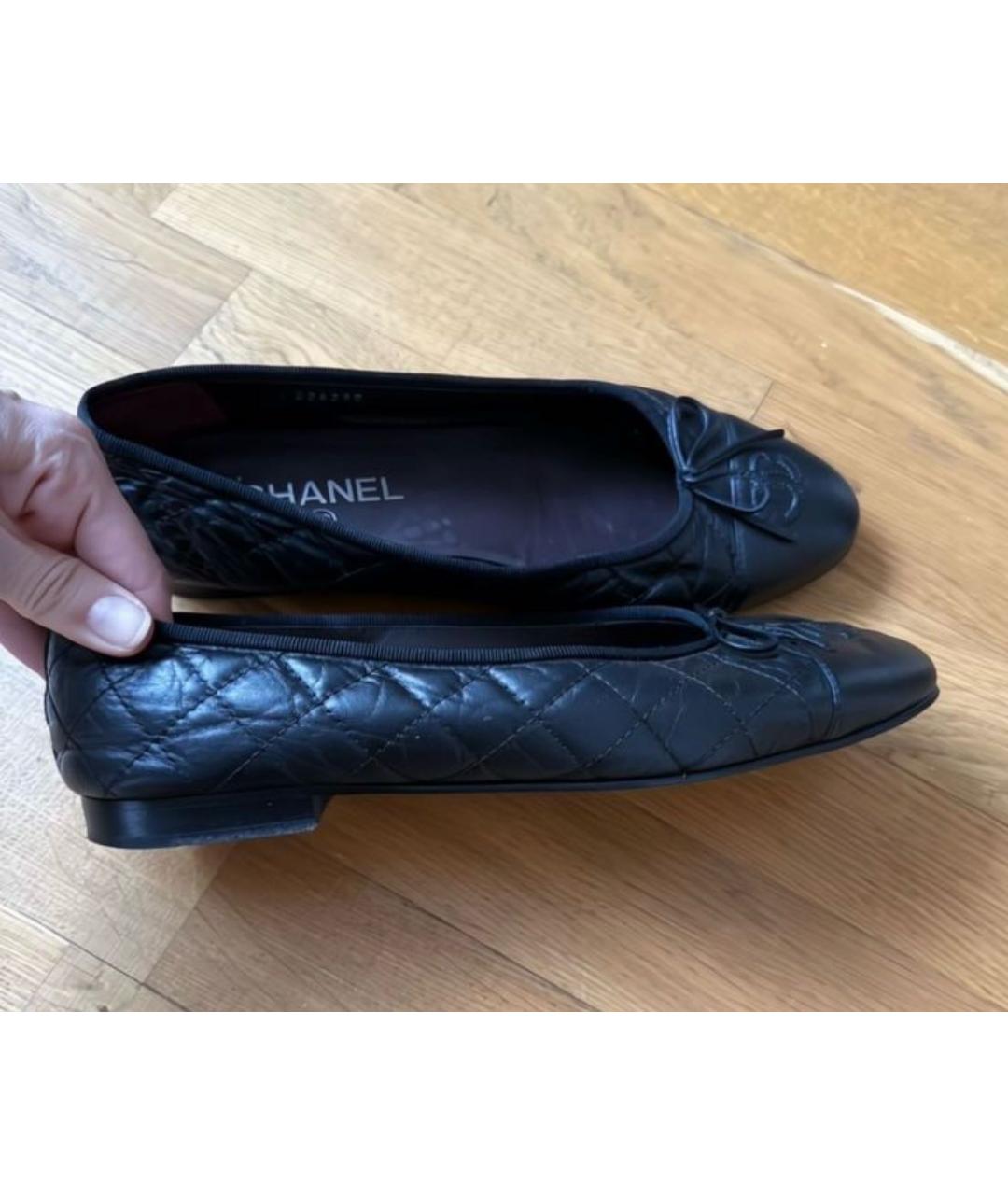 CHANEL Черные кожаные балетки, фото 8