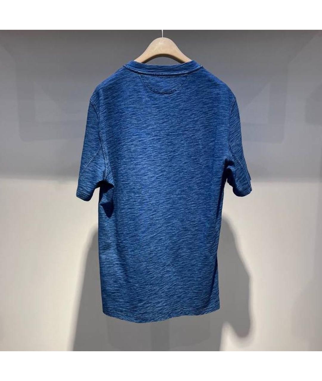 BRUNELLO CUCINELLI Синяя хлопковая футболка, фото 2
