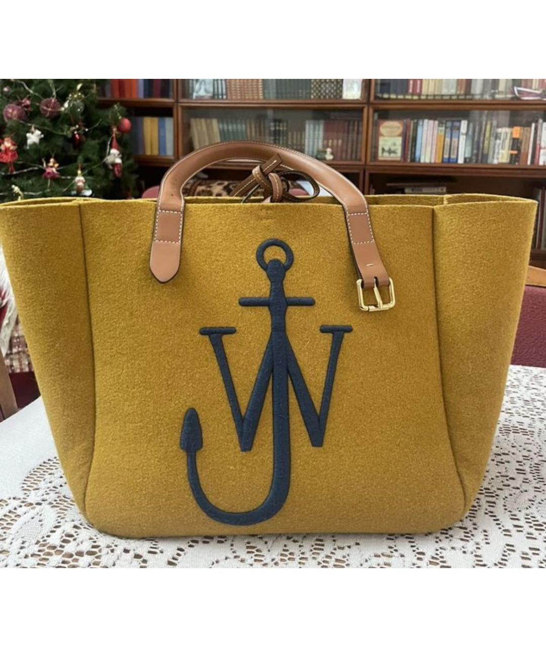 J.W.ANDERSON Горчичная шерстяная сумка с короткими ручками, фото 2