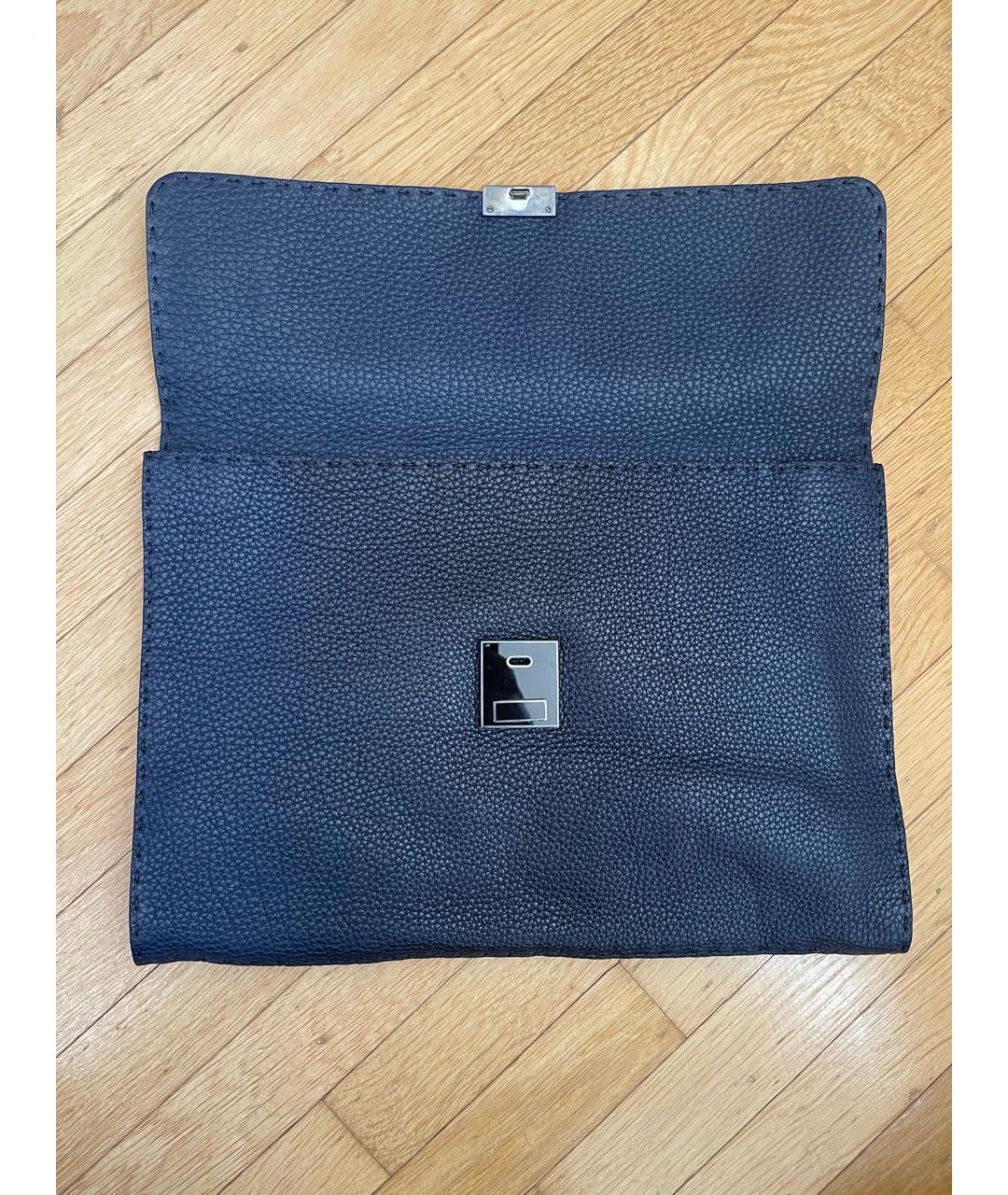 FENDI Темно-синяя кожаная папка для документов, фото 3