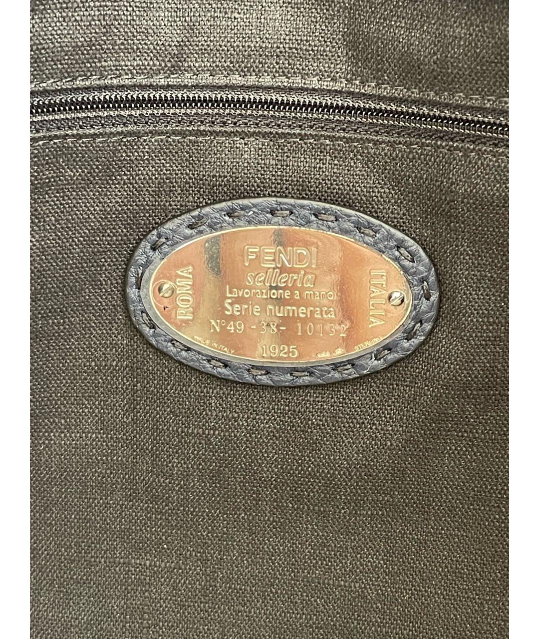 FENDI Темно-синяя кожаная папка для документов, фото 5