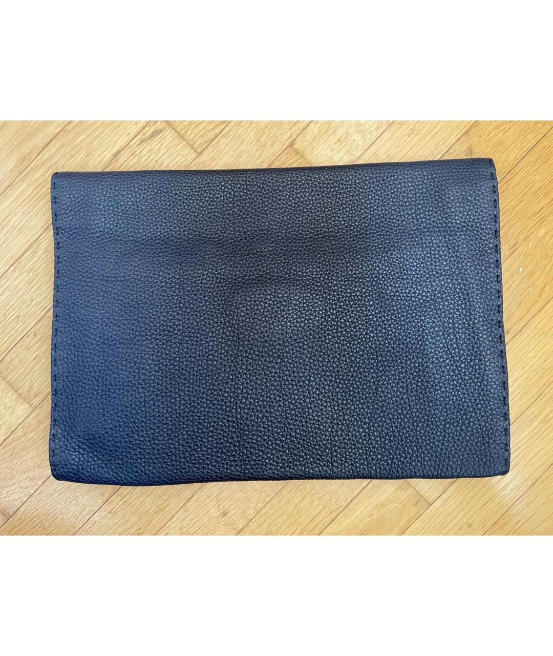 FENDI Темно-синяя кожаная папка для документов, фото 2