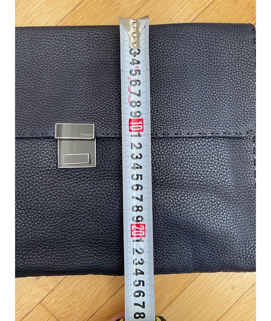 FENDI Темно-синяя кожаная папка для документов, фото 8