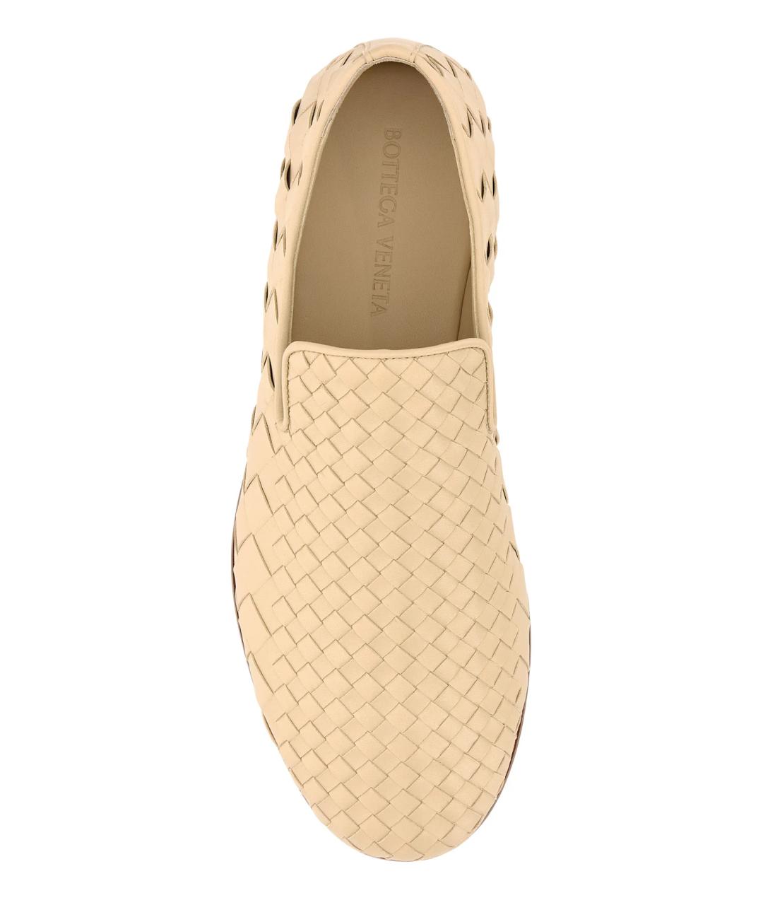 BOTTEGA VENETA Бежевые кожаные лоферы, фото 4
