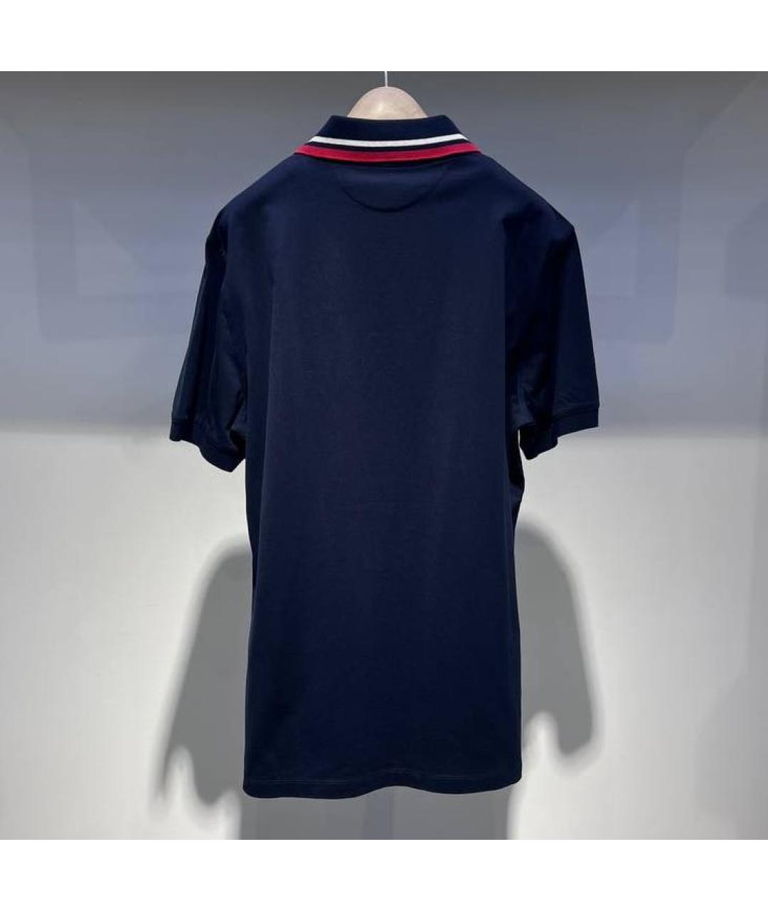 BRUNELLO CUCINELLI Темно-синее хлопковое поло с коротким рукавом, фото 2