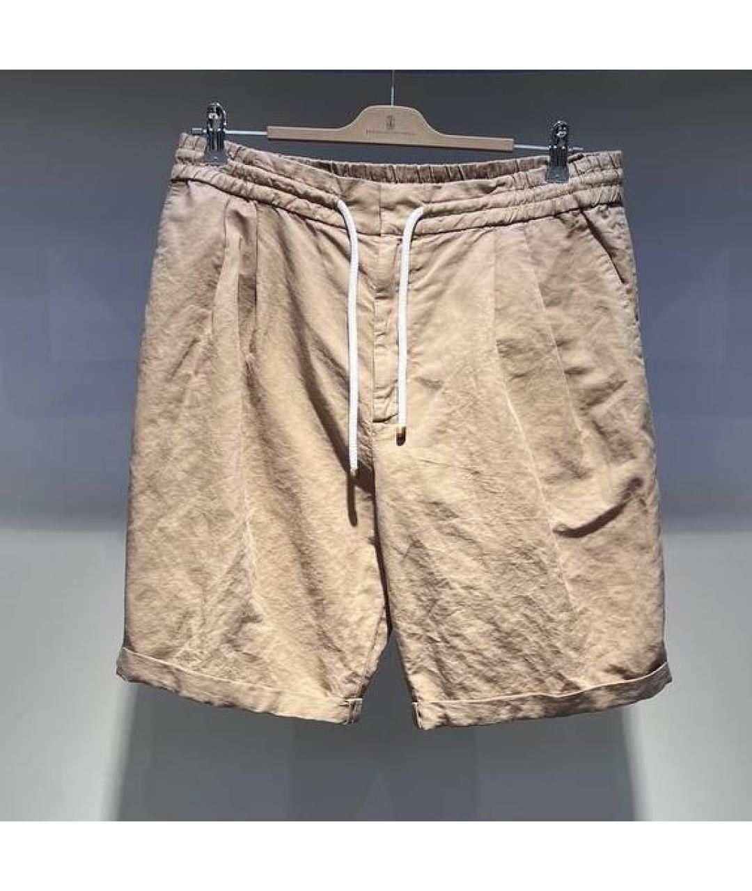 BRUNELLO CUCINELLI Бежевые льняные шорты, фото 3