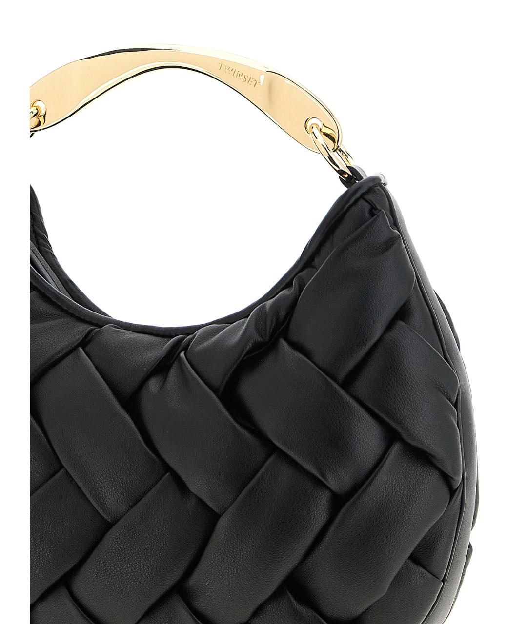 TWIN-SET Черная сумка с короткими ручками из искусственной кожи, фото 3