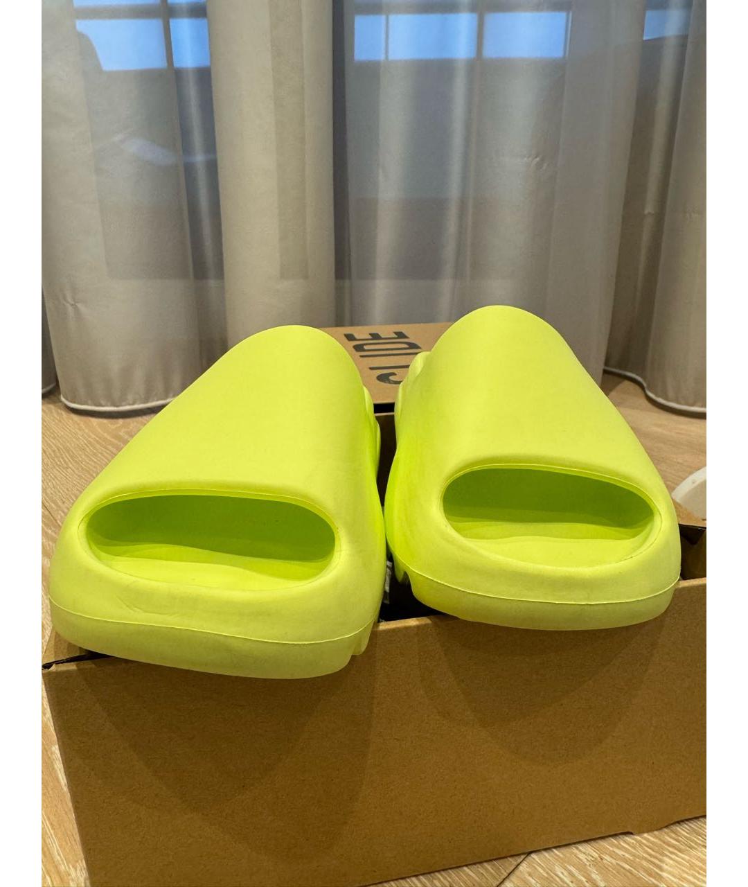 ADIDAS YEEZY Салатовые резиновые шлепанцы, фото 2