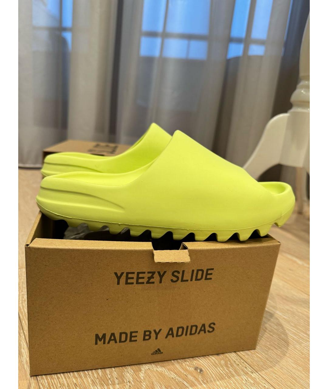 ADIDAS YEEZY Салатовые резиновые шлепанцы, фото 8