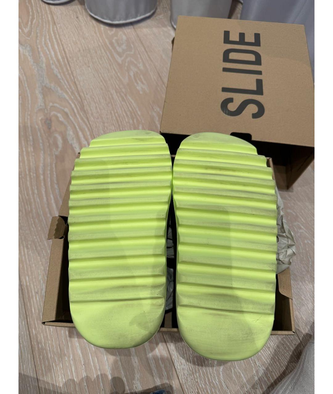 ADIDAS YEEZY Салатовые резиновые шлепанцы, фото 5