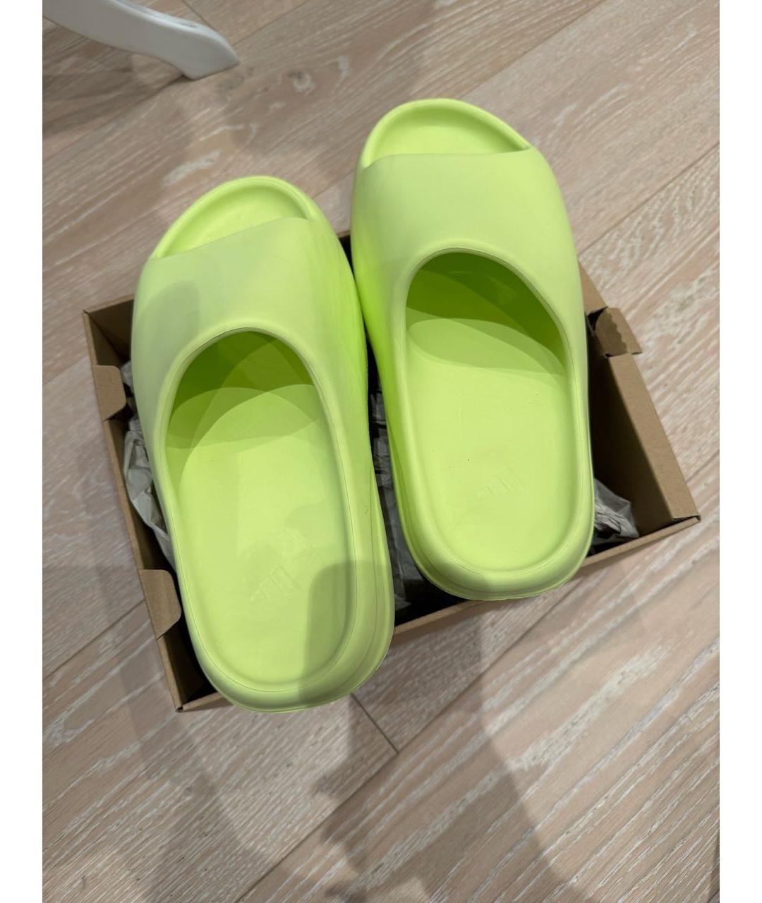 ADIDAS YEEZY Салатовые резиновые шлепанцы, фото 3