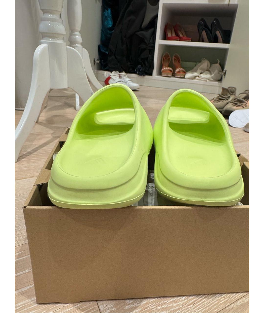 ADIDAS YEEZY Салатовые резиновые шлепанцы, фото 4