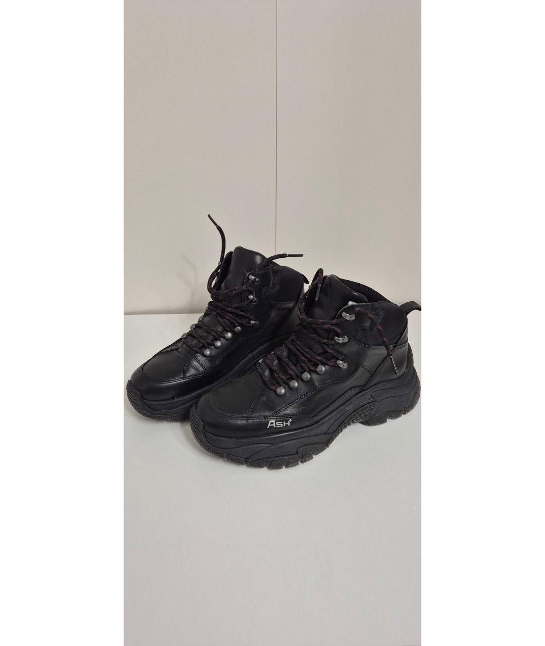 ASH Черные кожаные высокие кроссовки / кеды, фото 3