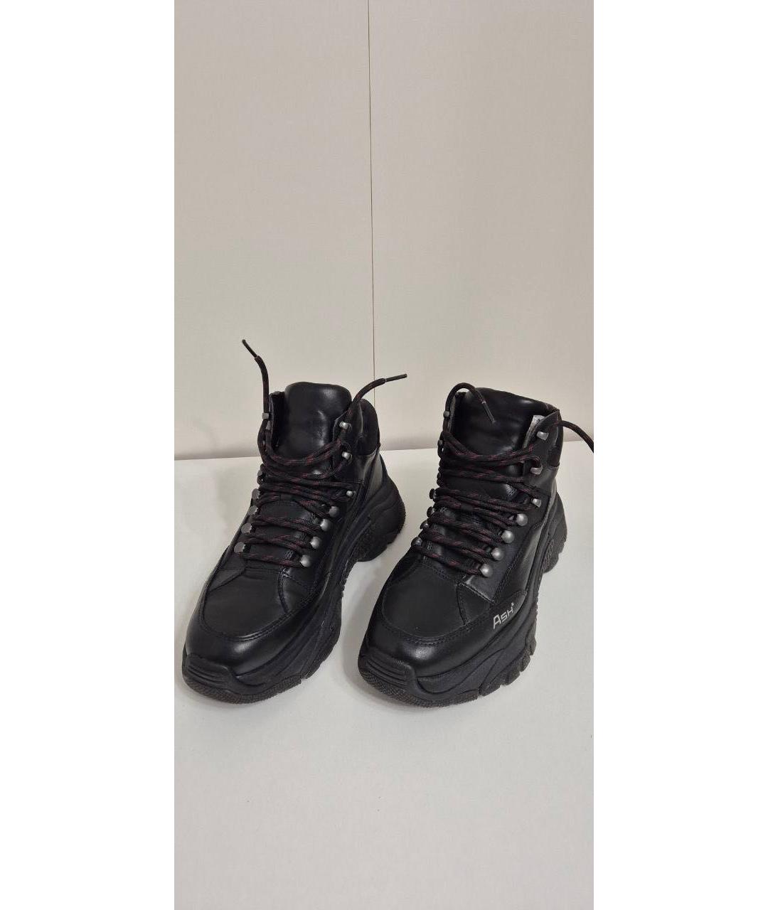 ASH Черные кожаные высокие кроссовки / кеды, фото 2