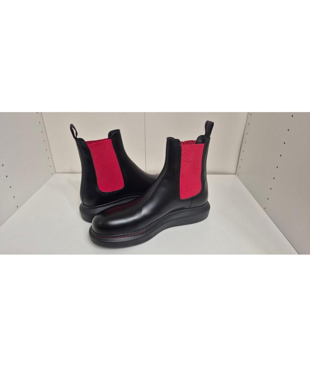 ALEXANDER MCQUEEN Черные кожаные высокие ботинки, фото 3