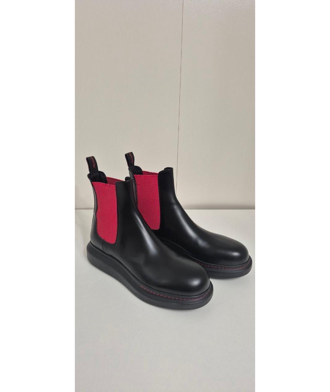 ALEXANDER MCQUEEN Черные кожаные высокие ботинки, фото 2
