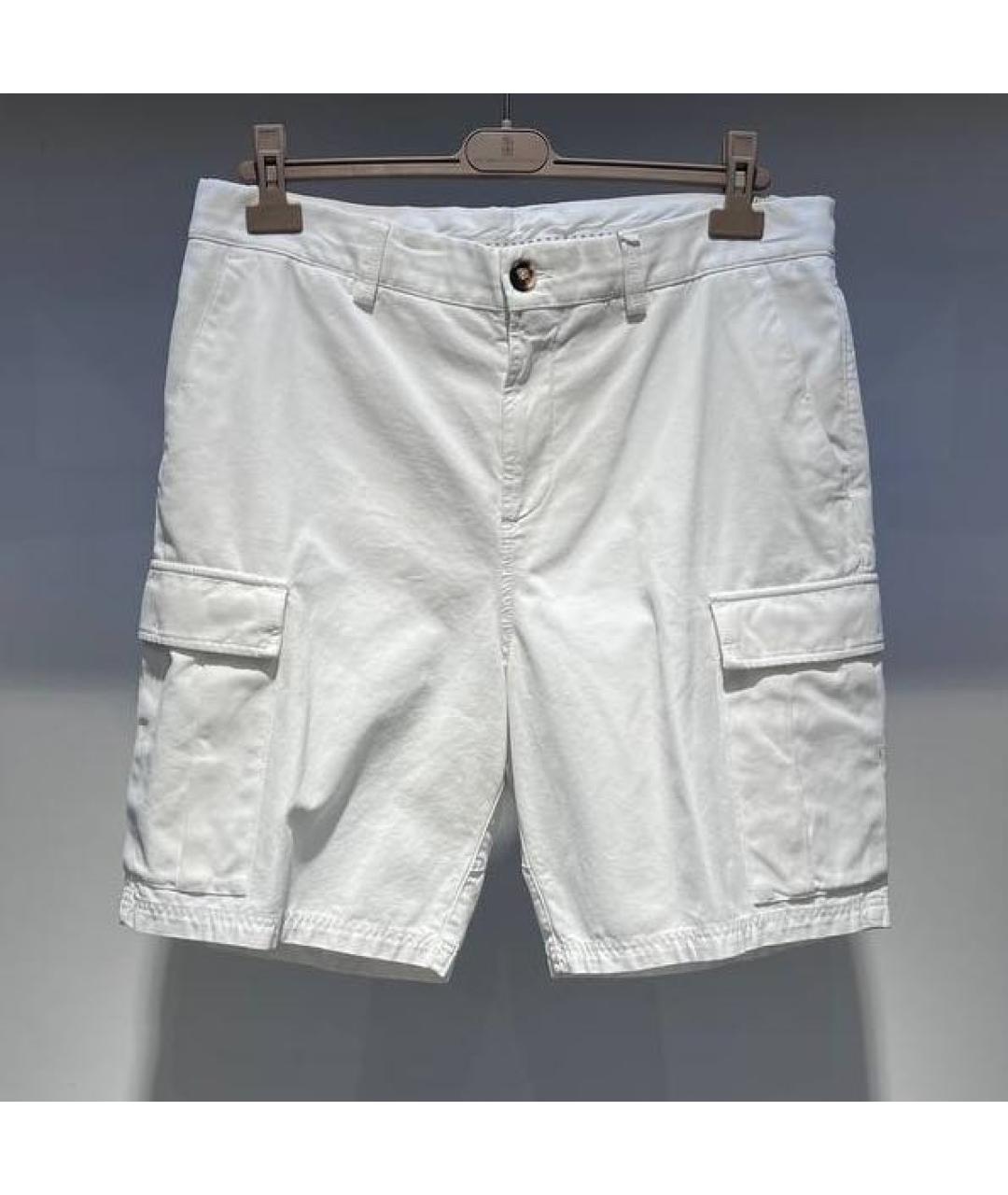 BRUNELLO CUCINELLI Белые хлопковые шорты, фото 3