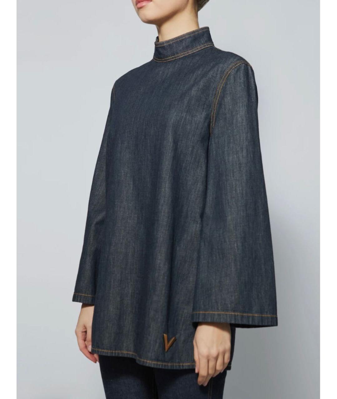 VALENTINO Темно-синяя хлопковая рубашка, фото 3