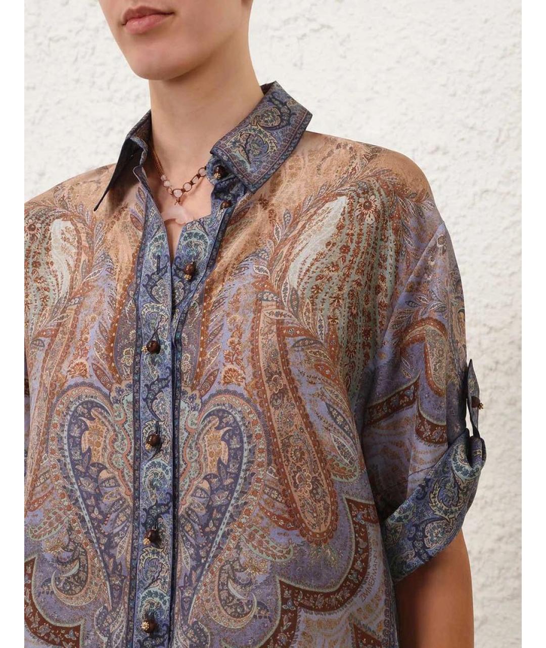 ZIMMERMANN Синяя шелковая рубашка, фото 4