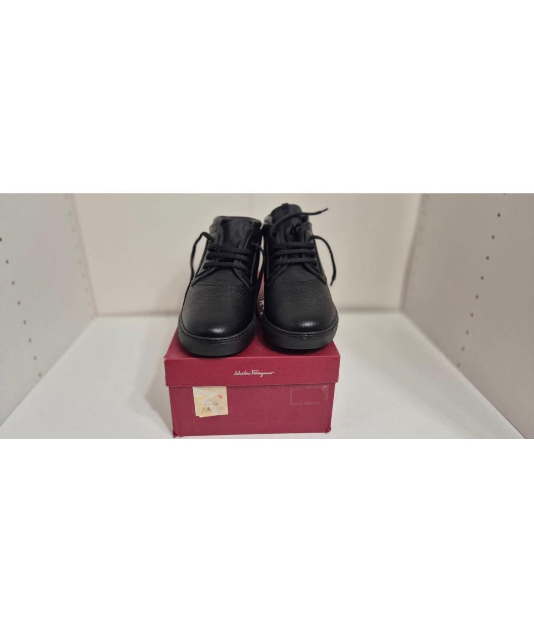 FERRAGAMO Черные кожаные высокие ботинки, фото 7