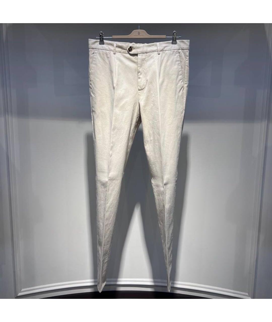 BRUNELLO CUCINELLI Бежевые хлопковые повседневные брюки, фото 3