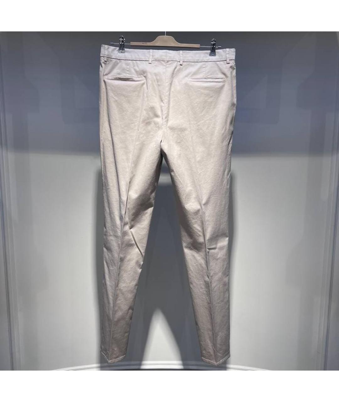 BRUNELLO CUCINELLI Бежевые хлопко-эластановые повседневные брюки, фото 2