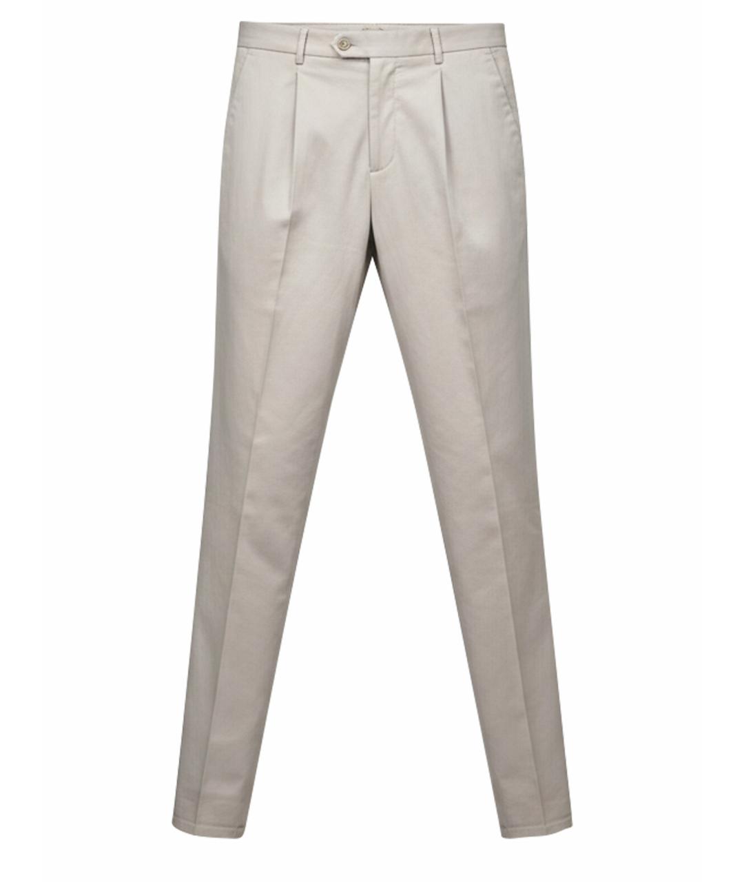 BRUNELLO CUCINELLI Бежевые хлопко-эластановые повседневные брюки, фото 1