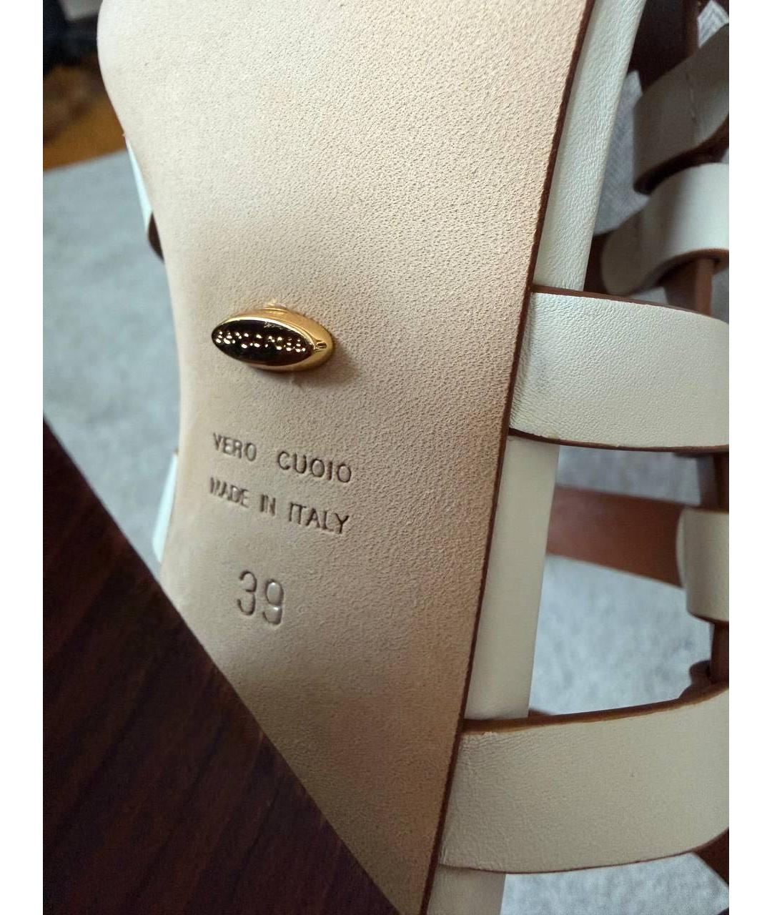 SERGIO ROSSI Белые кожаные босоножки, фото 8