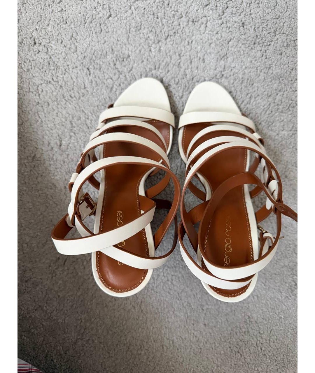 SERGIO ROSSI Белые кожаные босоножки, фото 3