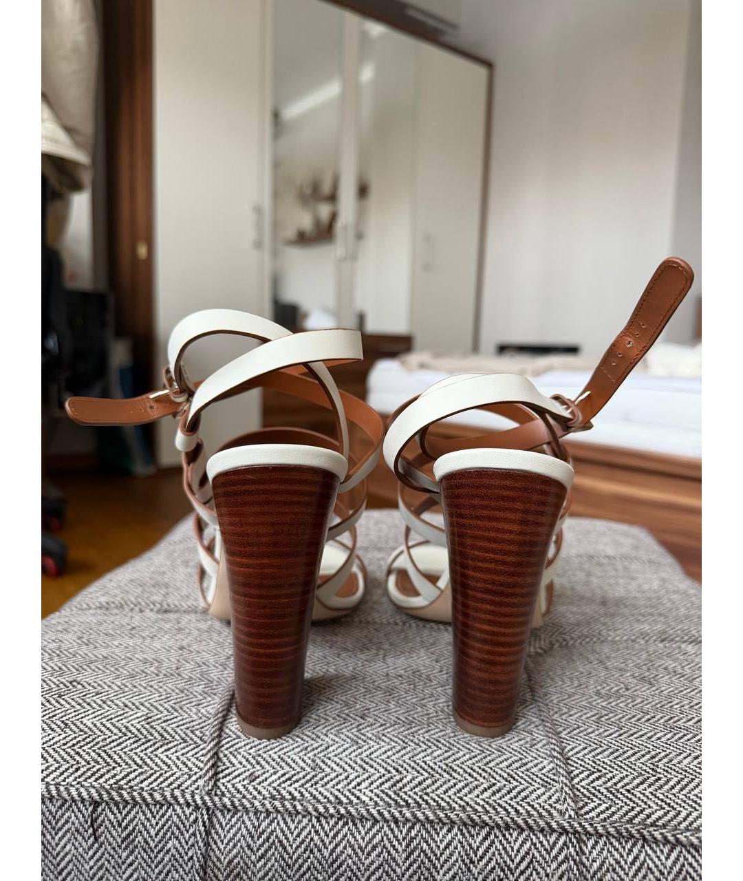 SERGIO ROSSI Белые кожаные босоножки, фото 4