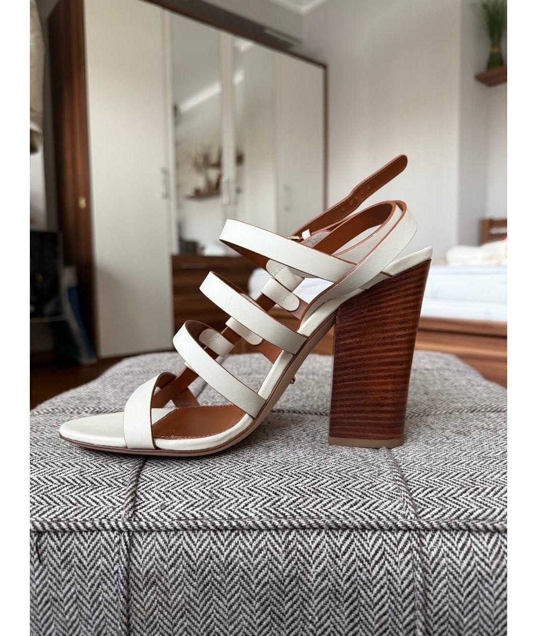 SERGIO ROSSI Белые кожаные босоножки, фото 6