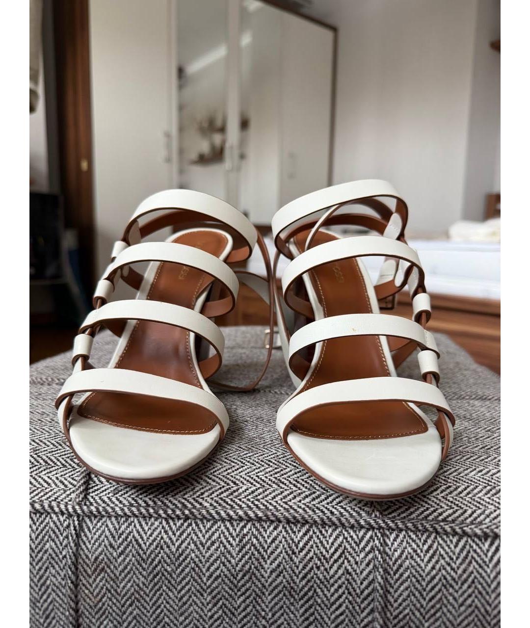 SERGIO ROSSI Белые кожаные босоножки, фото 7