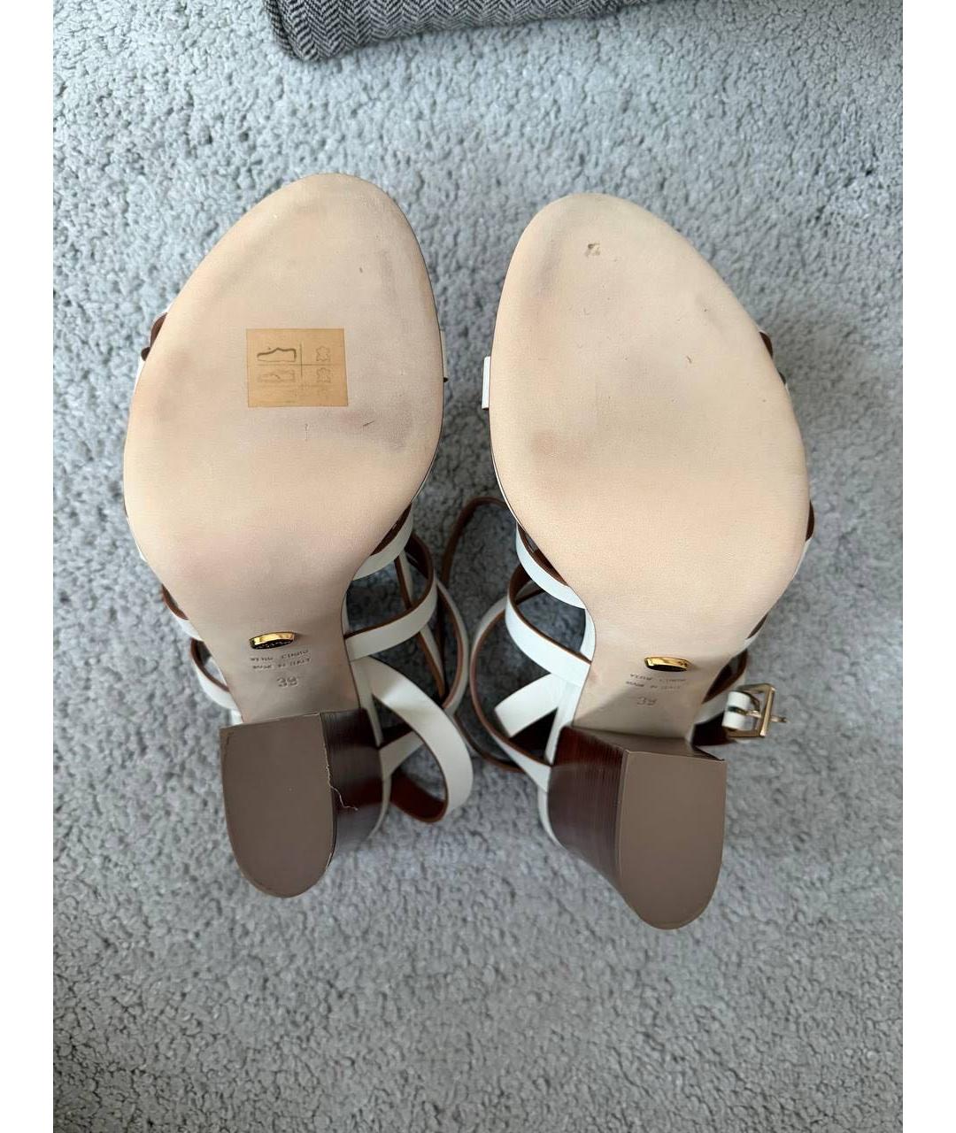 SERGIO ROSSI Белые кожаные босоножки, фото 5