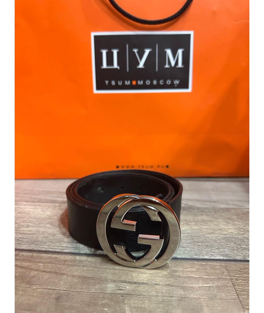 GUCCI Черный кожаный ремень, фото 8