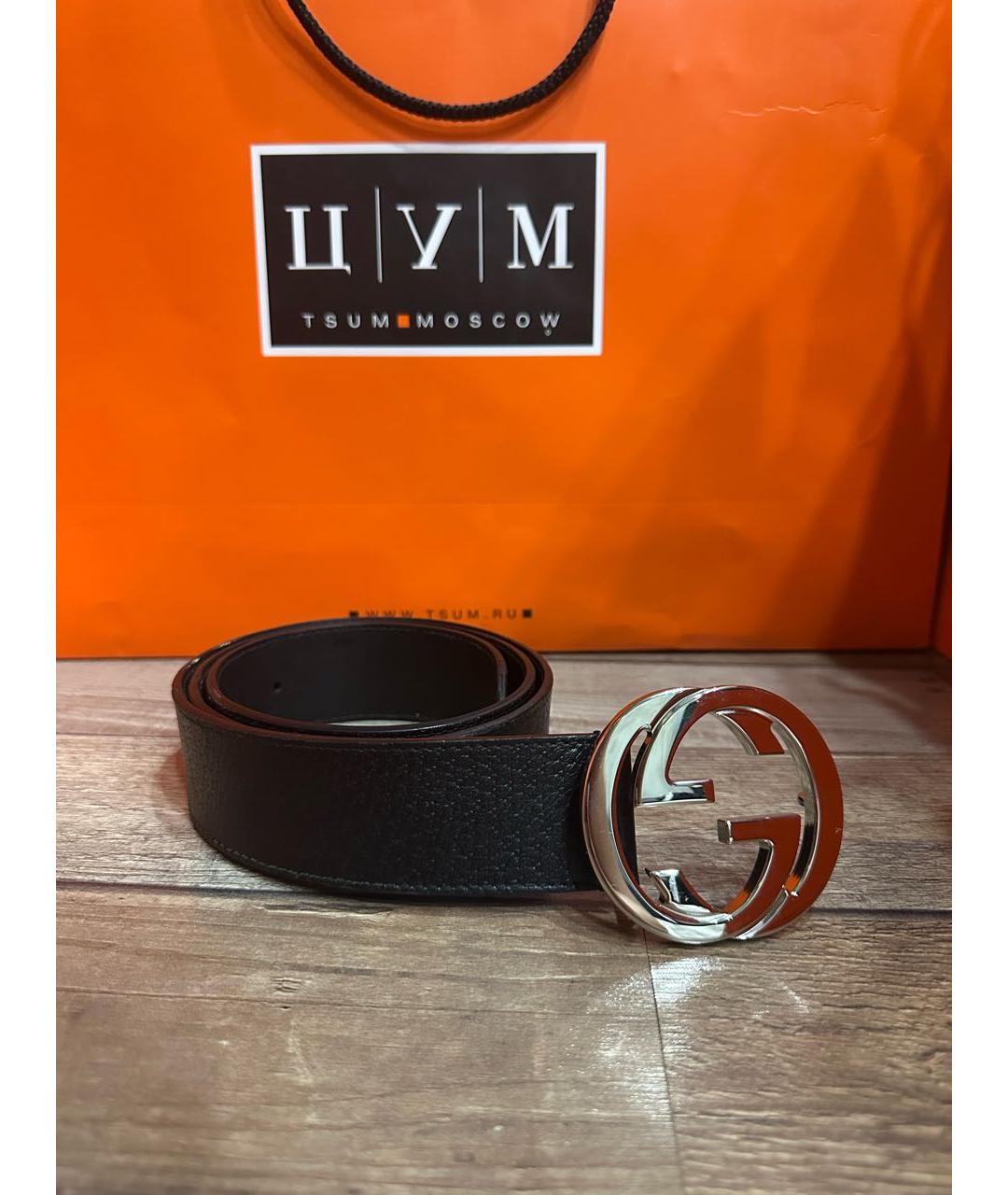 GUCCI Черный кожаный ремень, фото 3