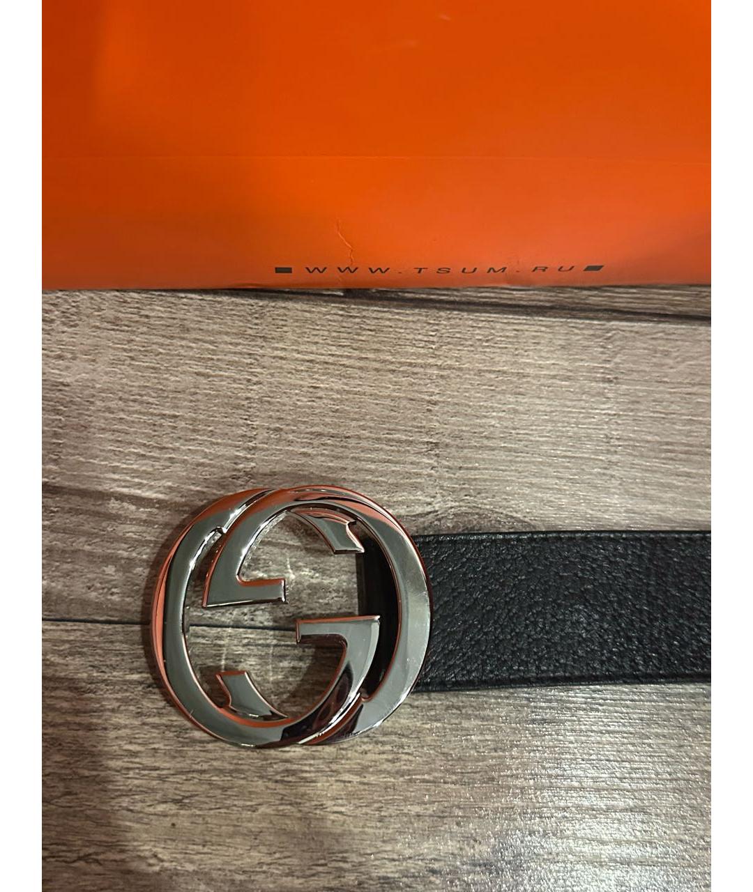 GUCCI Черный кожаный ремень, фото 4