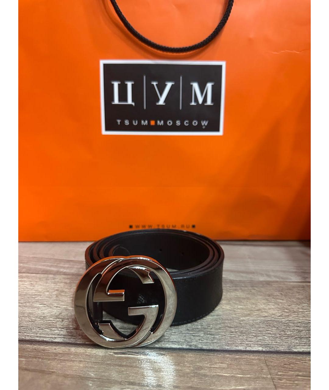 GUCCI Черный кожаный ремень, фото 2