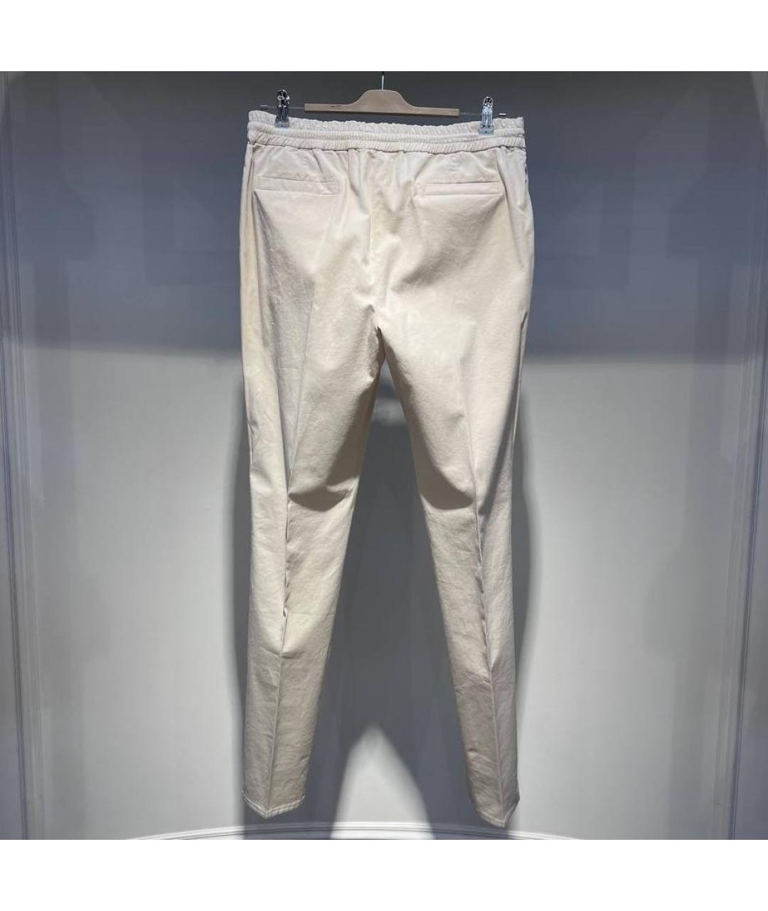 BRUNELLO CUCINELLI Бежевые хлопко-эластановые повседневные брюки, фото 2