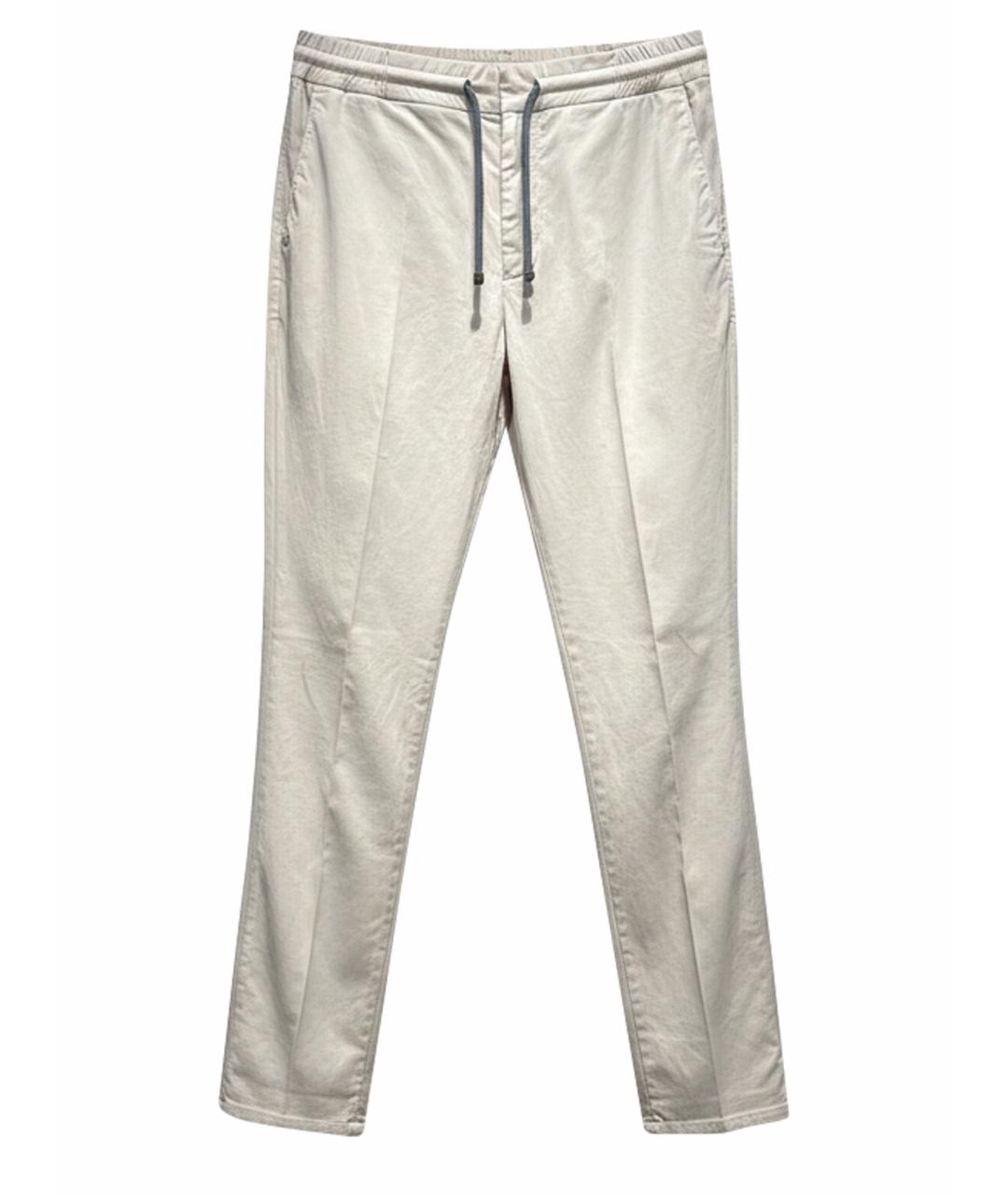 BRUNELLO CUCINELLI Бежевые хлопко-эластановые повседневные брюки, фото 1