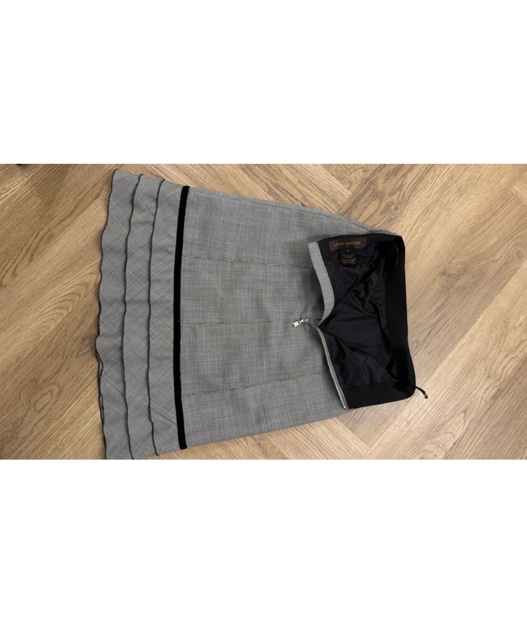 LOUIS VUITTON Серая шерстяная юбка миди, фото 5