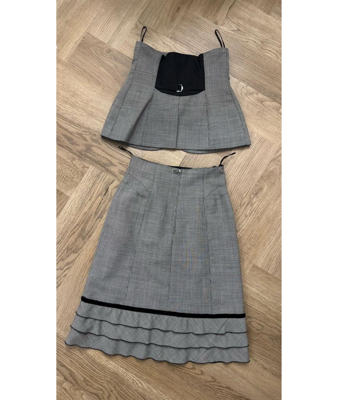 LOUIS VUITTON Серая шерстяная юбка миди, фото 2