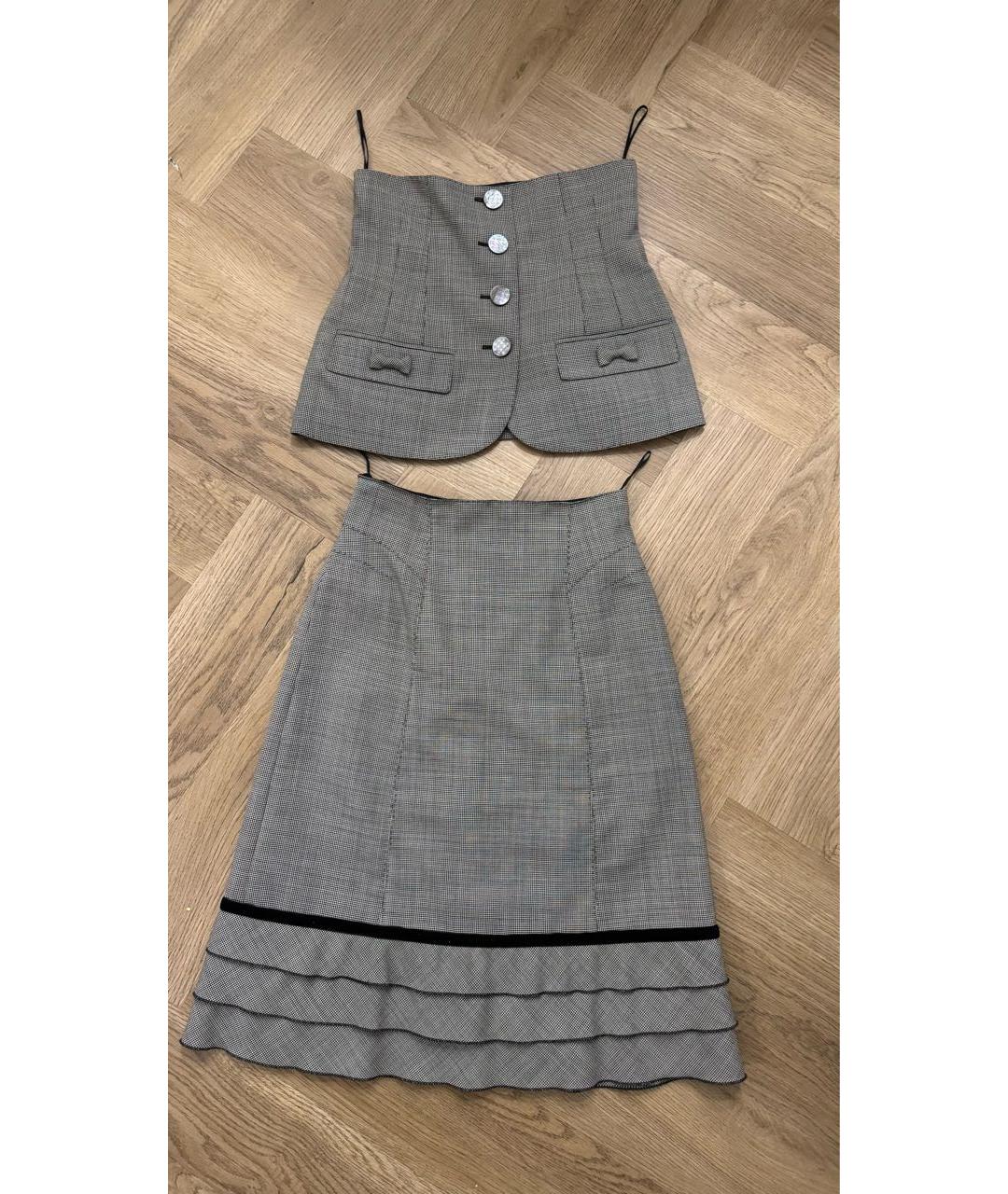 LOUIS VUITTON Серая шерстяная юбка миди, фото 9