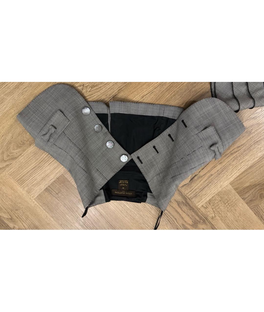 LOUIS VUITTON Серая шерстяная юбка миди, фото 6