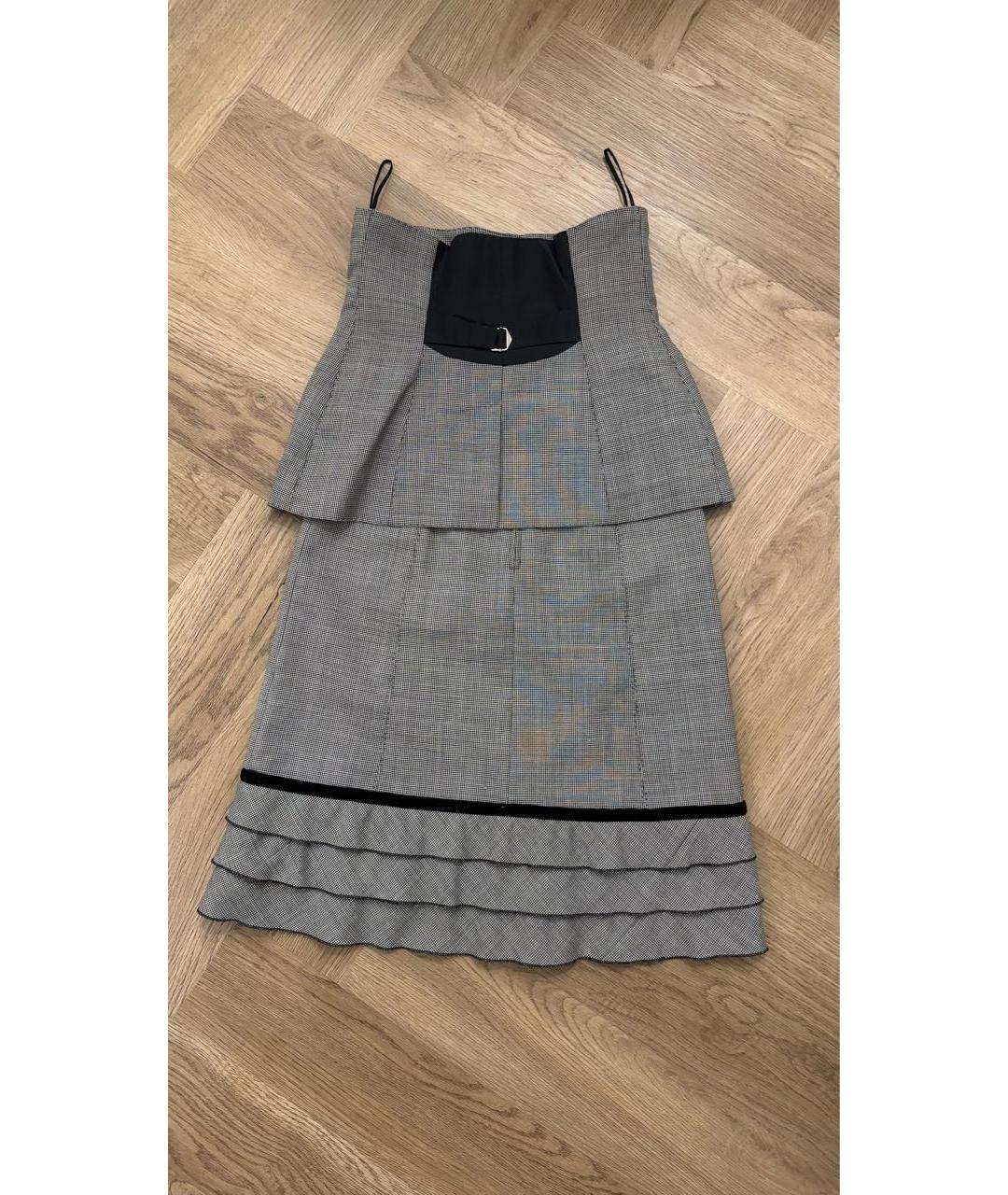 LOUIS VUITTON Серая шерстяная юбка миди, фото 3