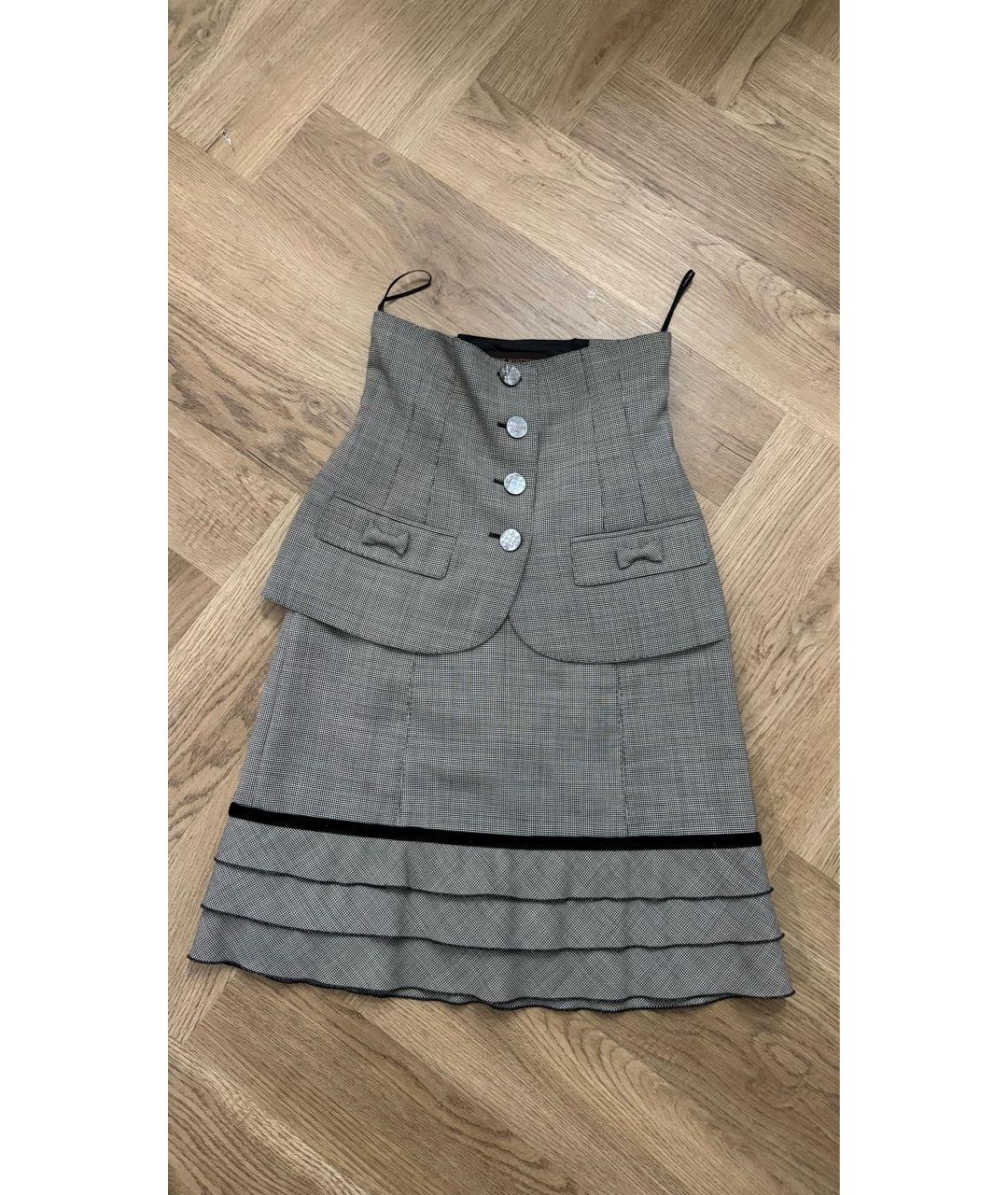 LOUIS VUITTON Серая шерстяная юбка миди, фото 4