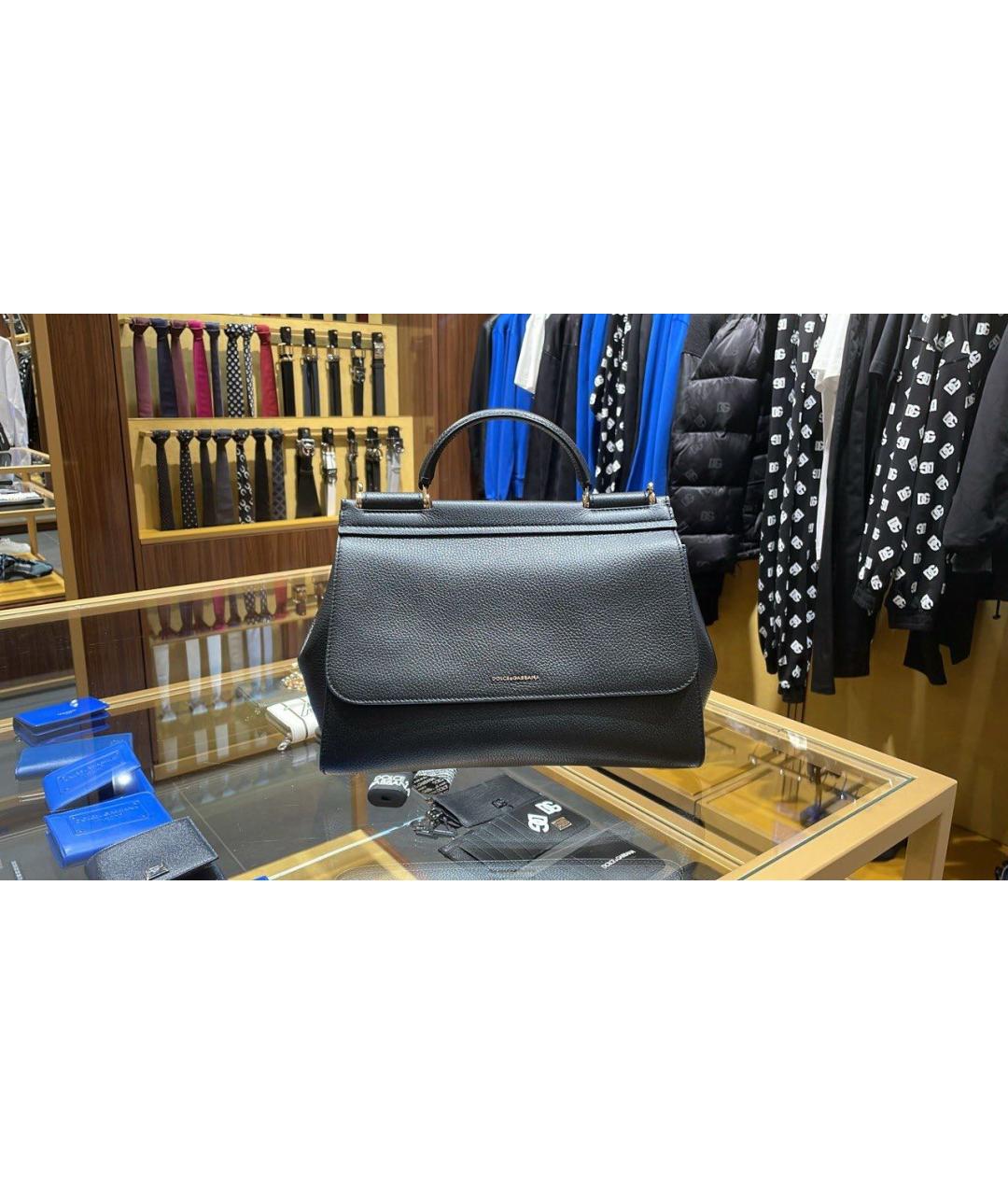 DOLCE&GABBANA Черная кожаная сумка через плечо, фото 3