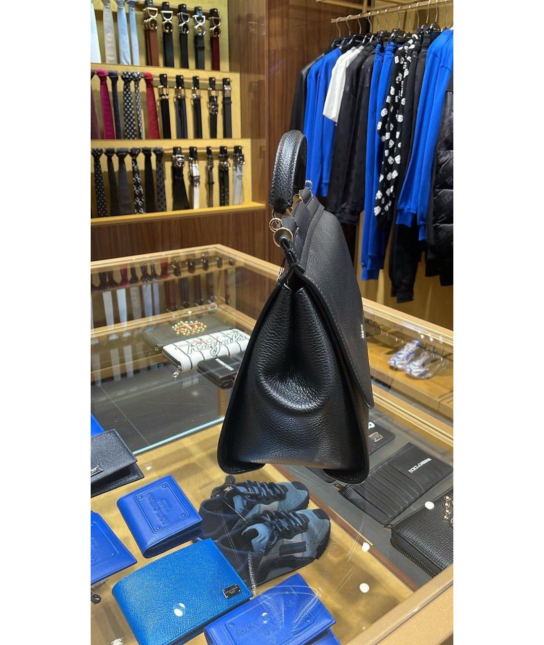 DOLCE&GABBANA Черная кожаная сумка через плечо, фото 2