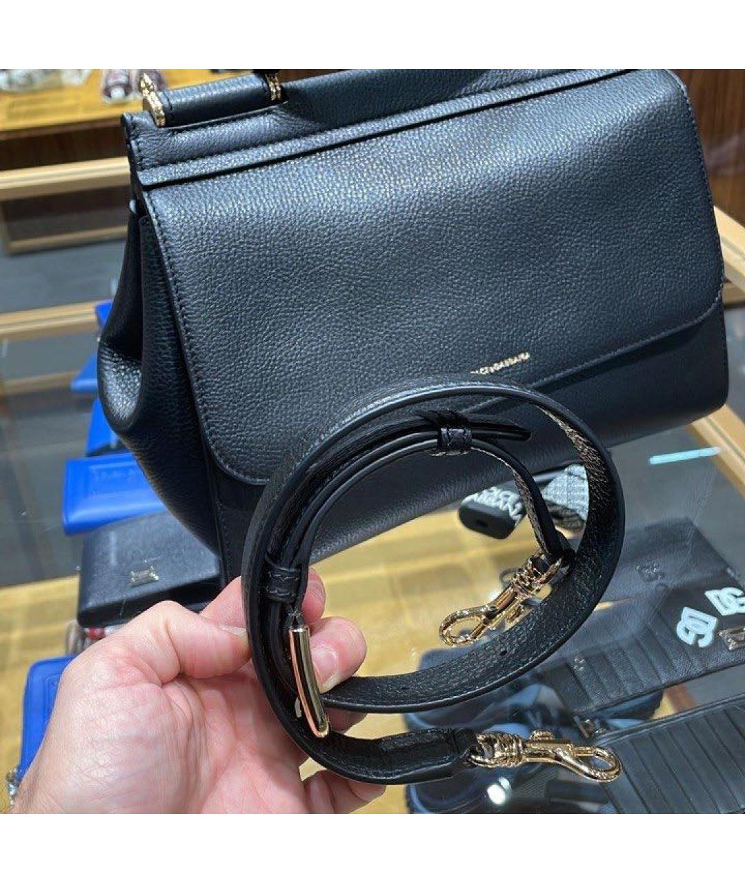 DOLCE&GABBANA Черная кожаная сумка через плечо, фото 6