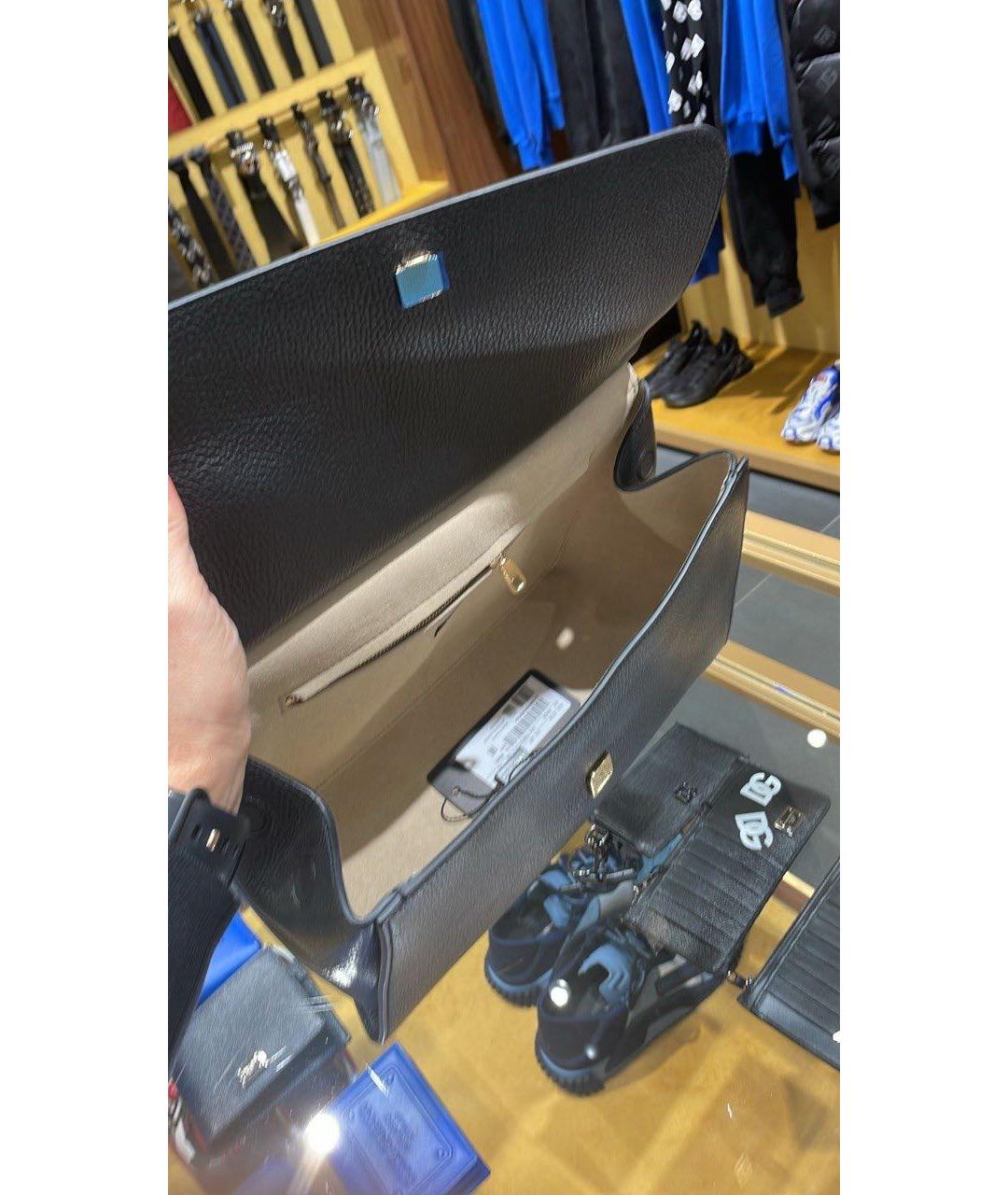 DOLCE&GABBANA Черная кожаная сумка через плечо, фото 4