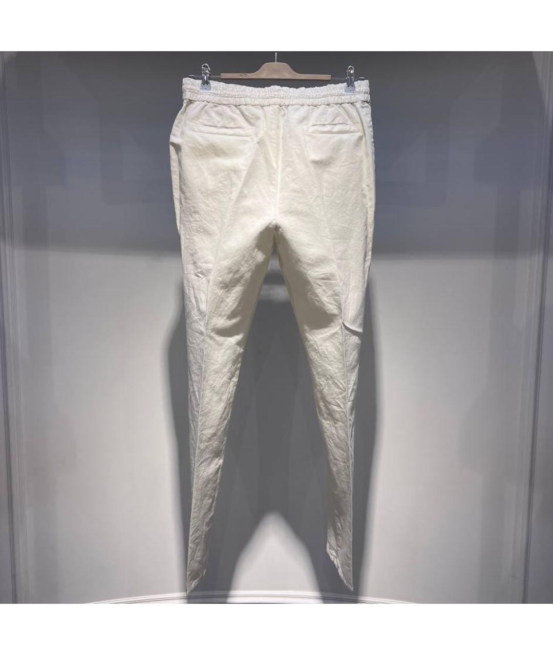 BRUNELLO CUCINELLI Бежевые льняные повседневные брюки, фото 2